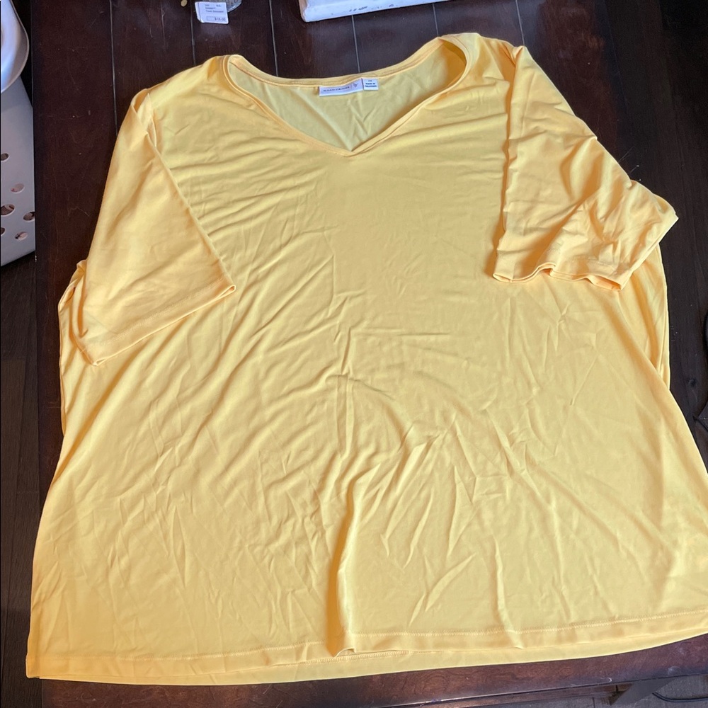 Susan Graver Sunny Yellow Short Sleeve Top